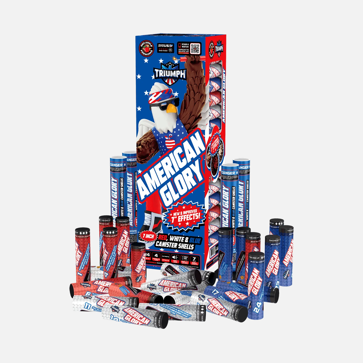 American Glory® 7" 24 Shot Red, White & Blue Canister Shells - Image 5